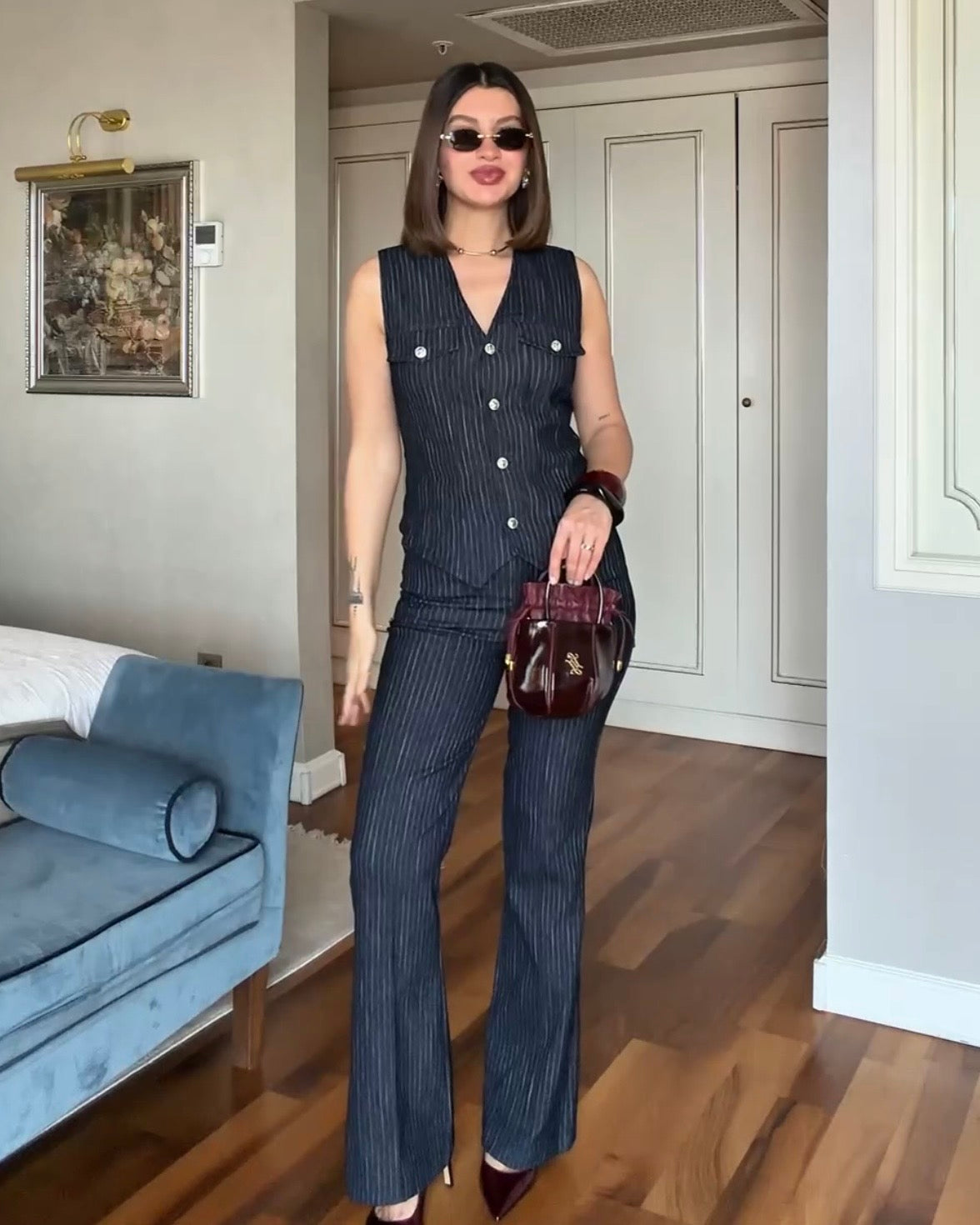 Striped Denim Set