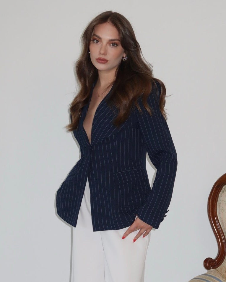 Navy Striped Blazer