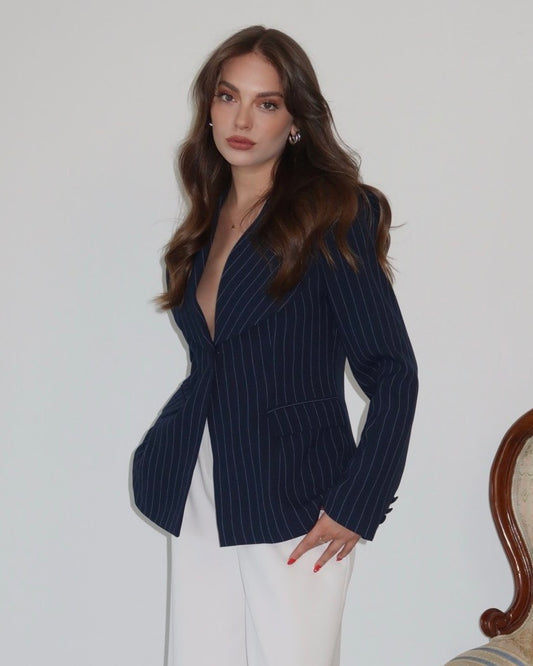 Navy Striped Blazer