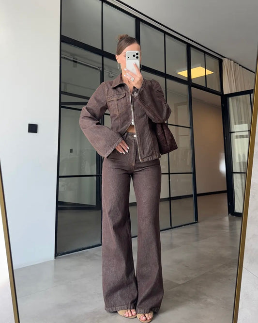 Brown Denim Set