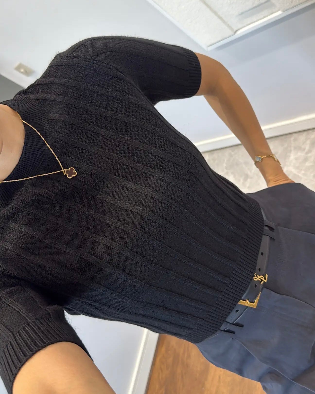 Black Knitted T-shirt