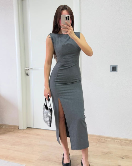 Grey Dress With Slit