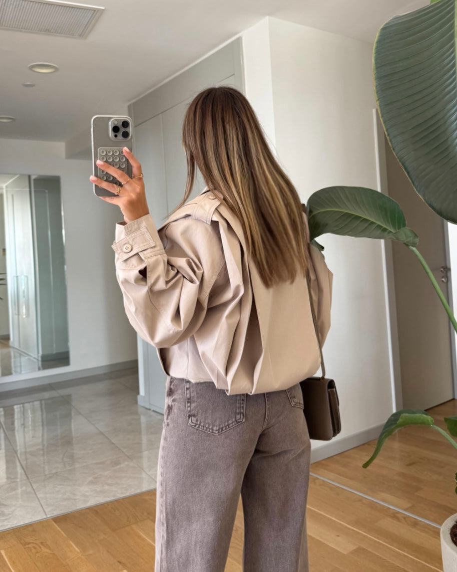 Beige Cropped Trench Coat