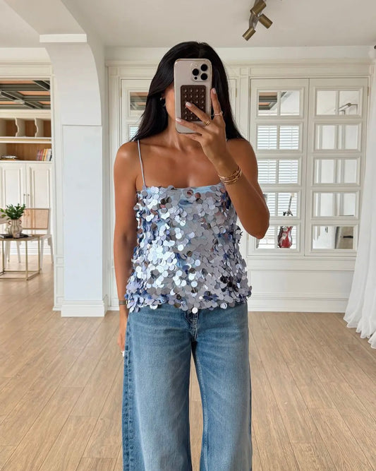 Blue Sequin Top
