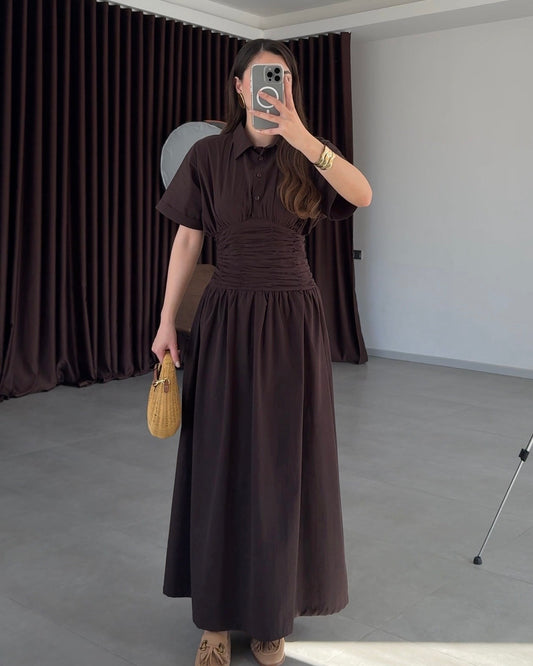 Brown Waisted Dress