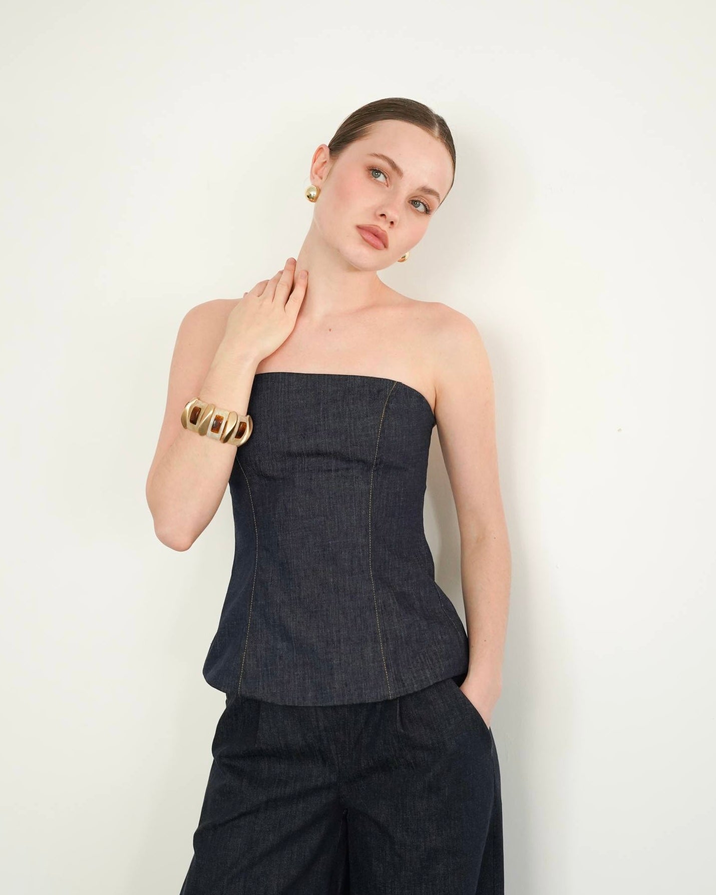 Denim Strapless Top