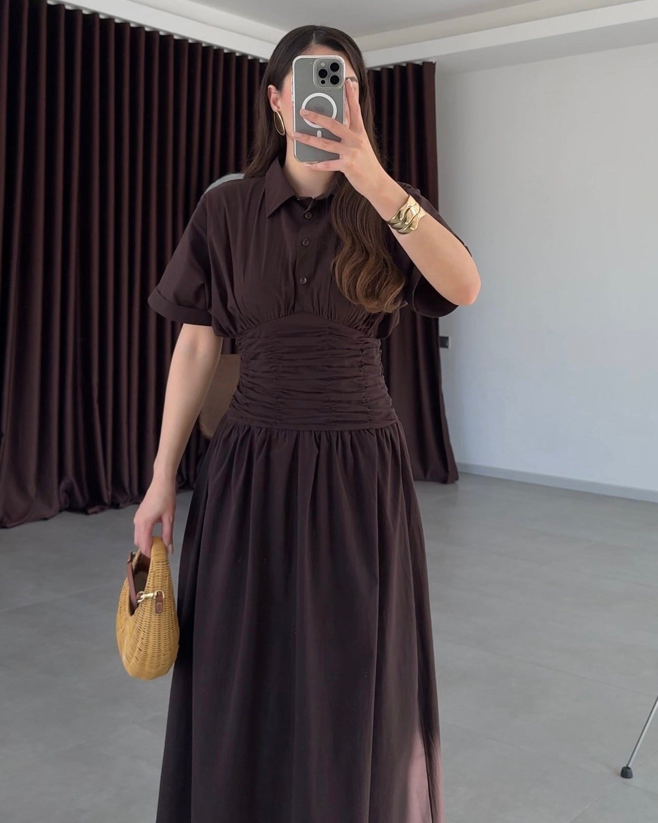 Brown Waisted Dress