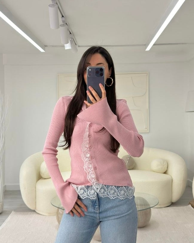 Pink Lace Blouse