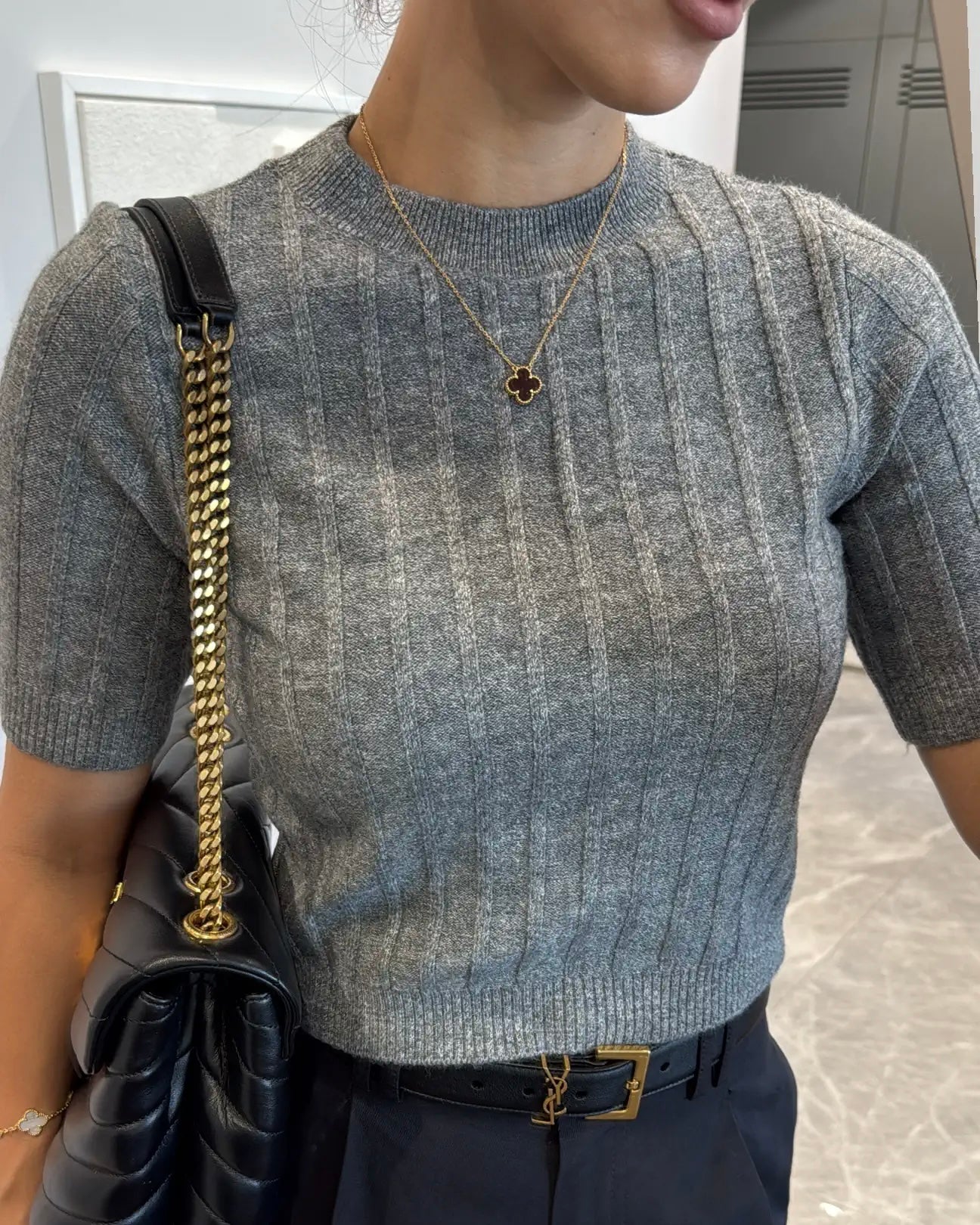 Grey Knitted T-shirt