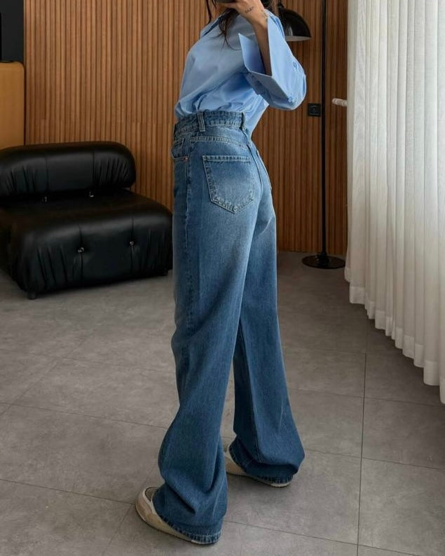 Blue Wide Leg Jeans