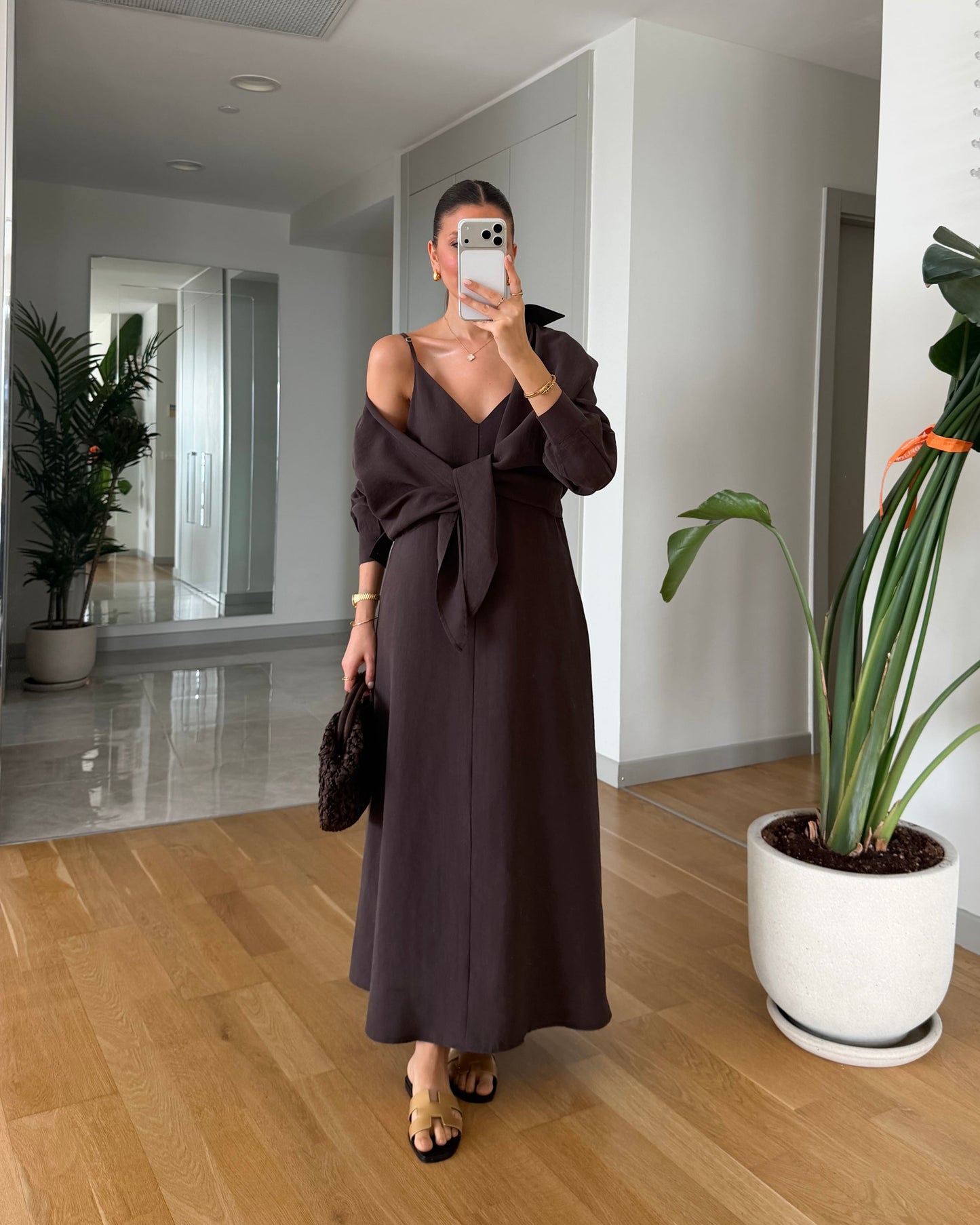 Brown Dress with Shirt