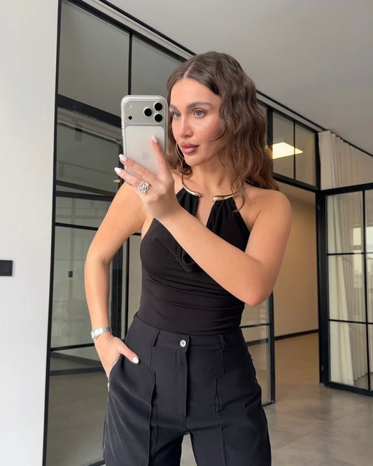 Black Gold Detail Top