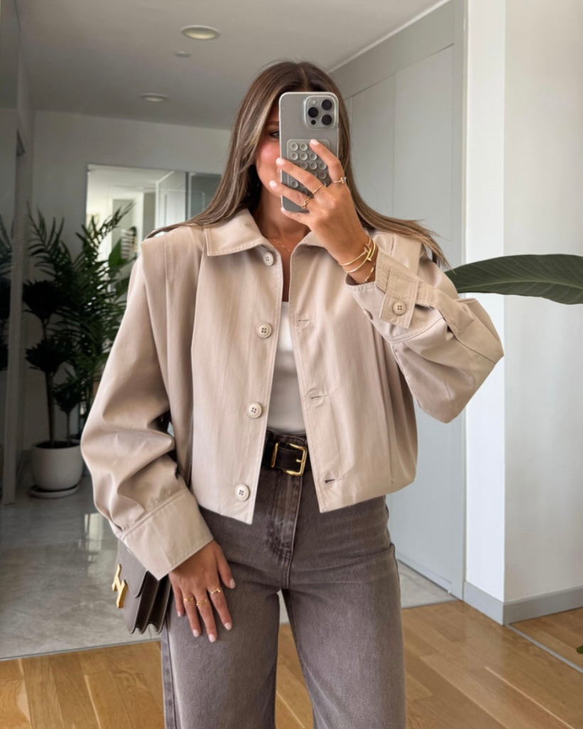 Beige Cropped Trench Coat
