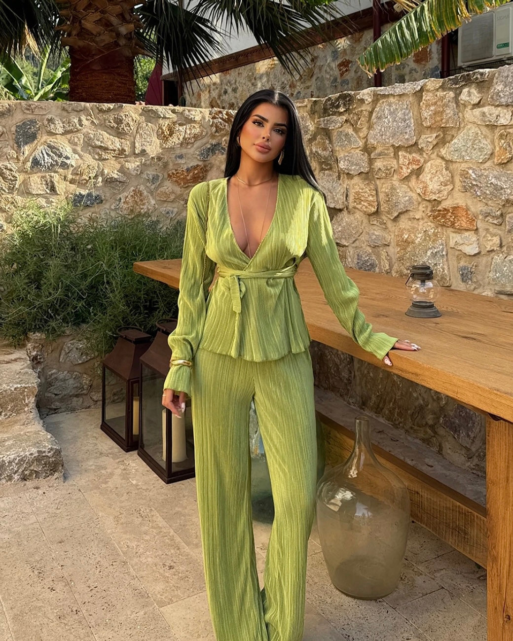 Pistachio Belted Set