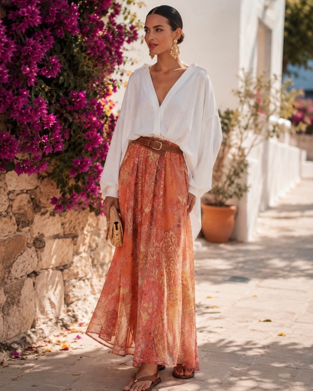 Orange Chiffon Skirt