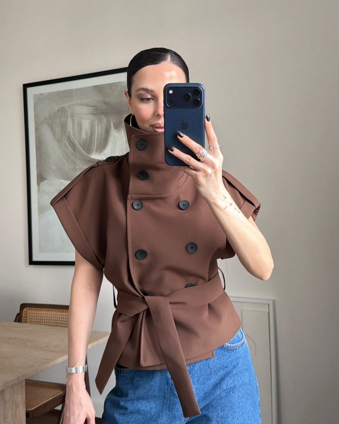 Camel Half Sleeve Shirt