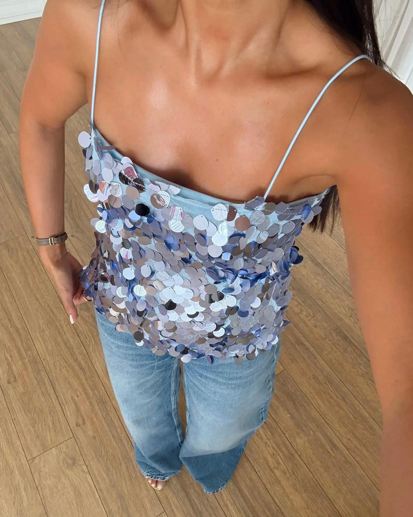 Blue Sequin Top