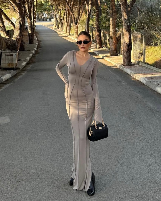 Dark Beige Long Dress