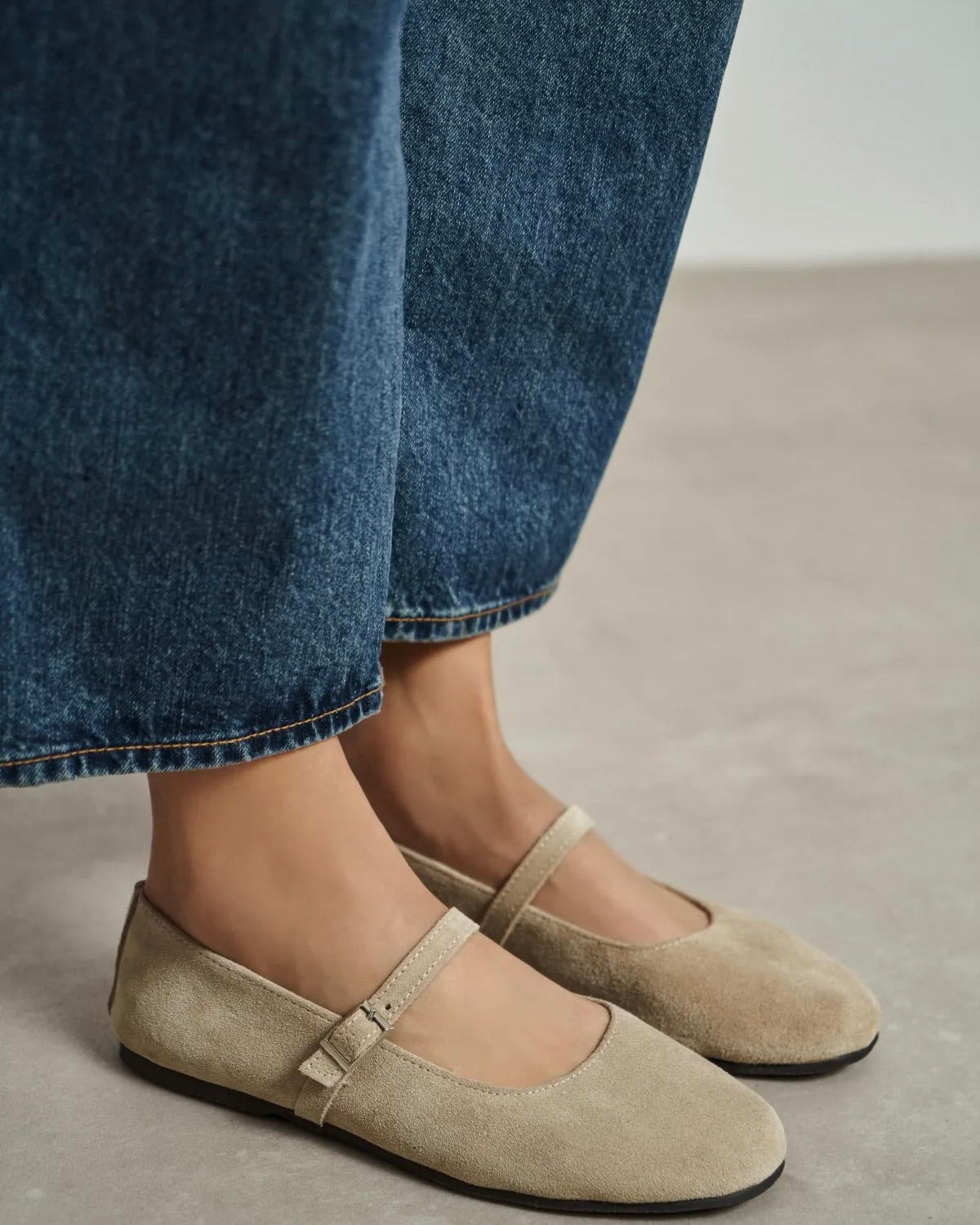 Beige Suede Flats