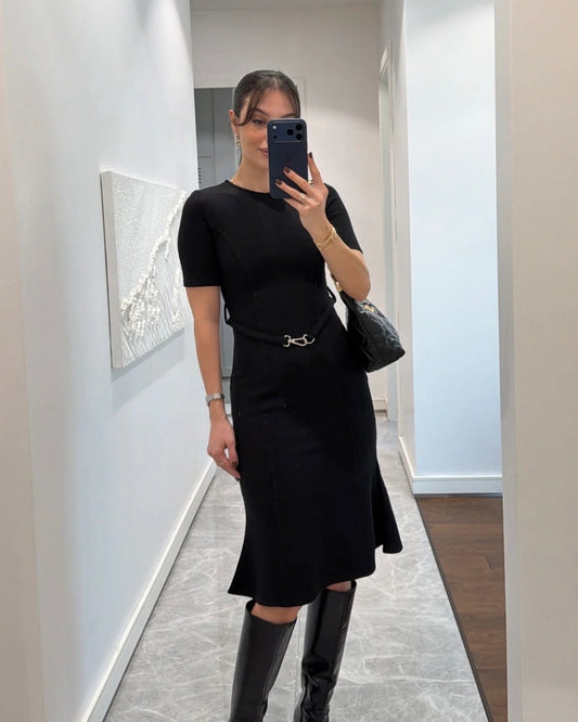 Black Dress with Belt