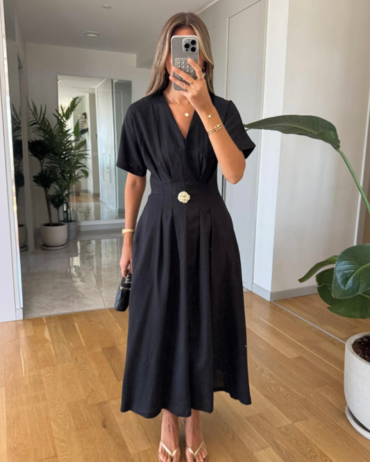 Black Dress with Gold Detail