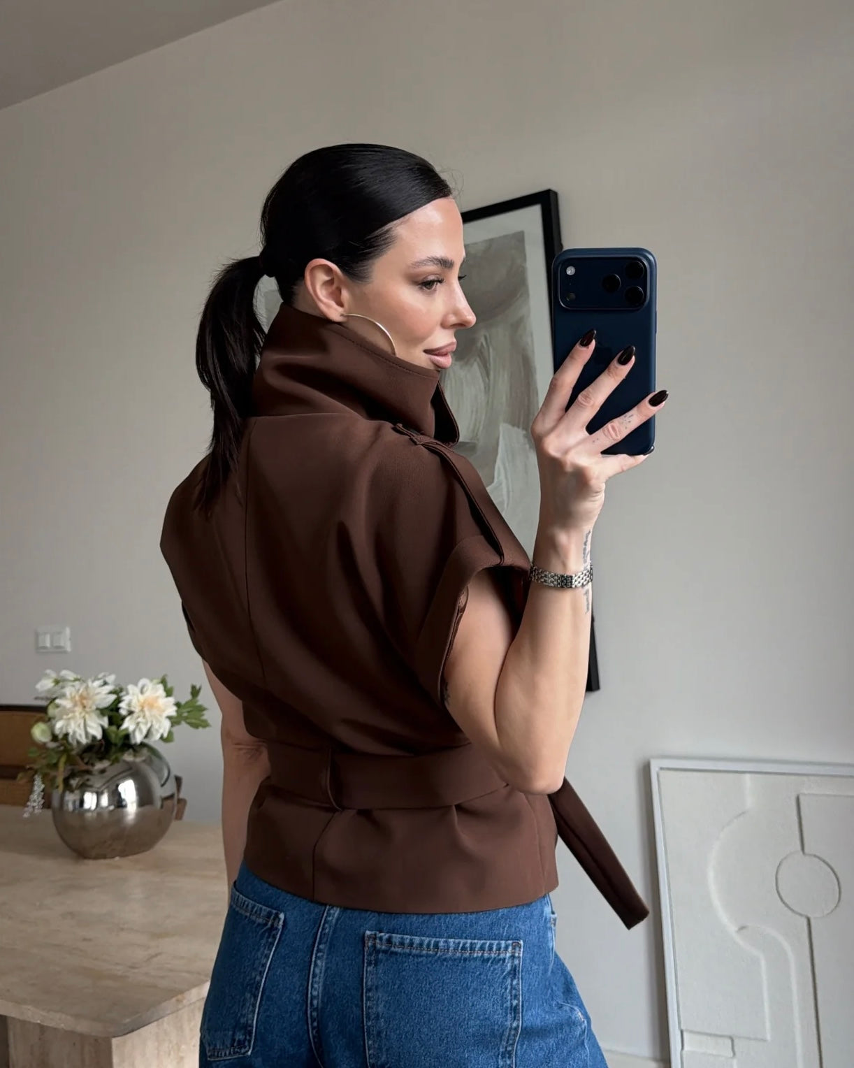 Camel Half Sleeve Shirt