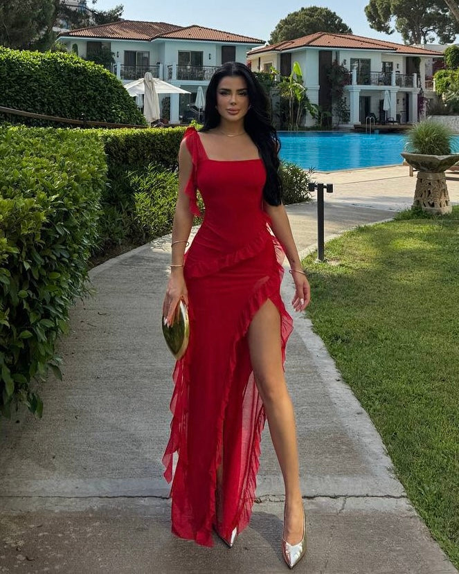 Red Ruffled Dress
