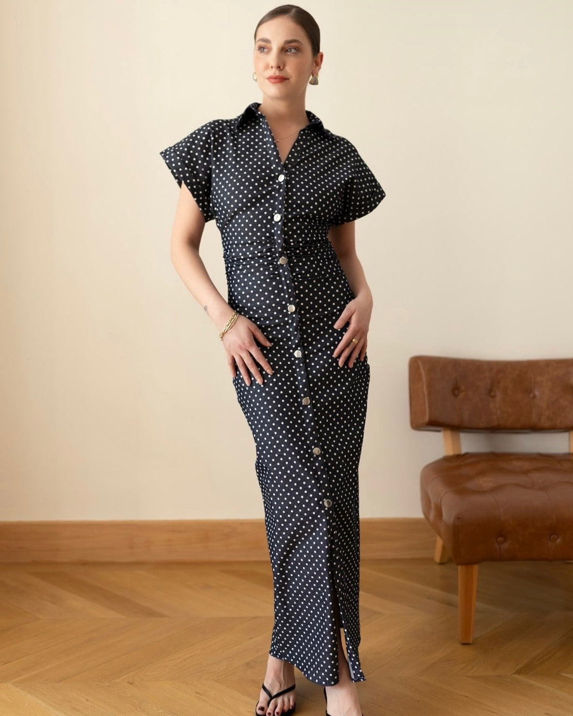 Polka Dot Denim Dress