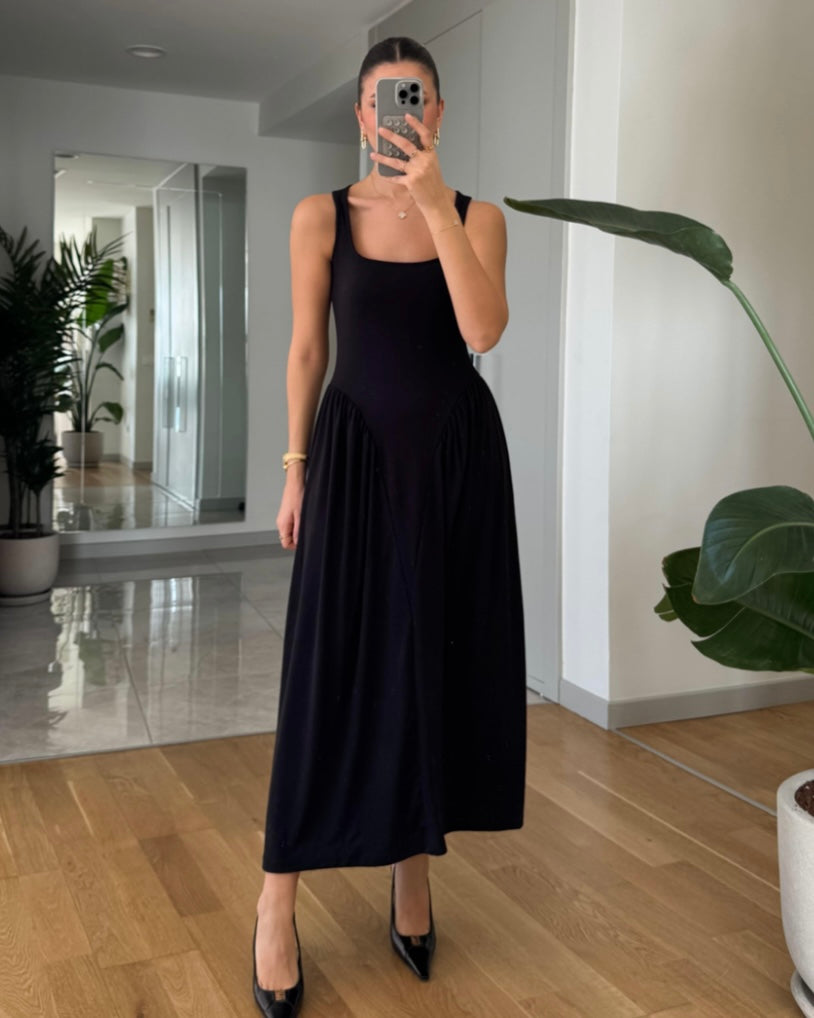 Black Drop Waist Dress