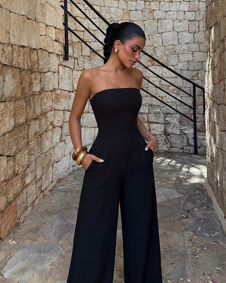 Black Strapless Jumpsuit