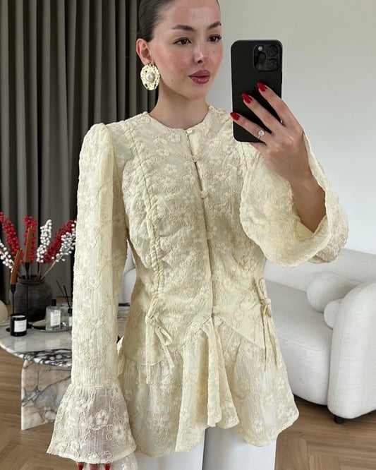 Beige Floral Blouse