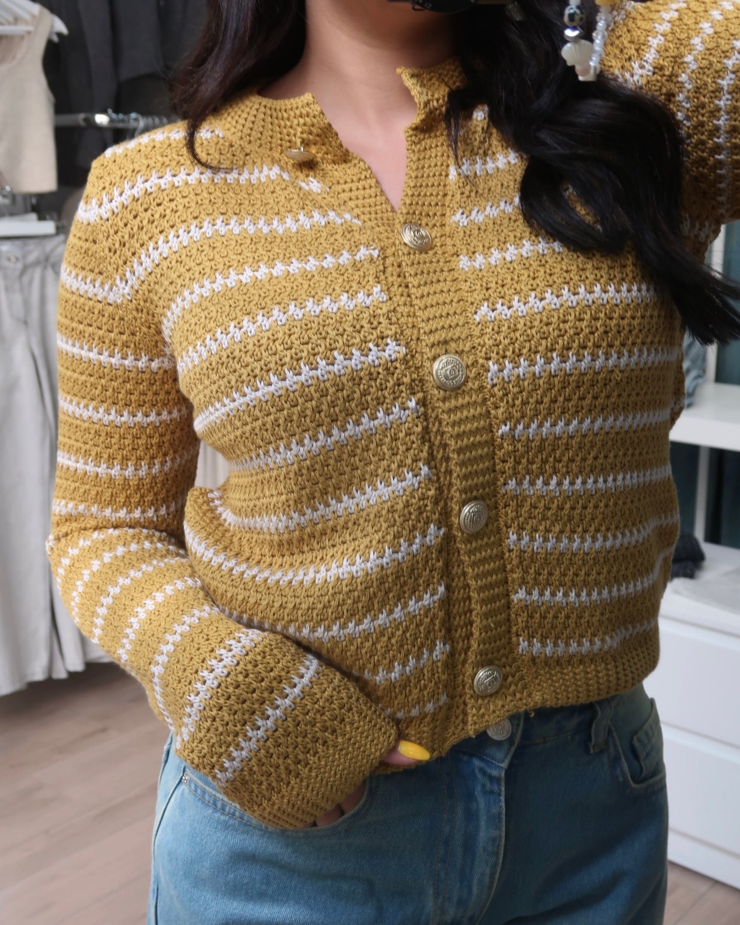 Mustard Striped Cardigan