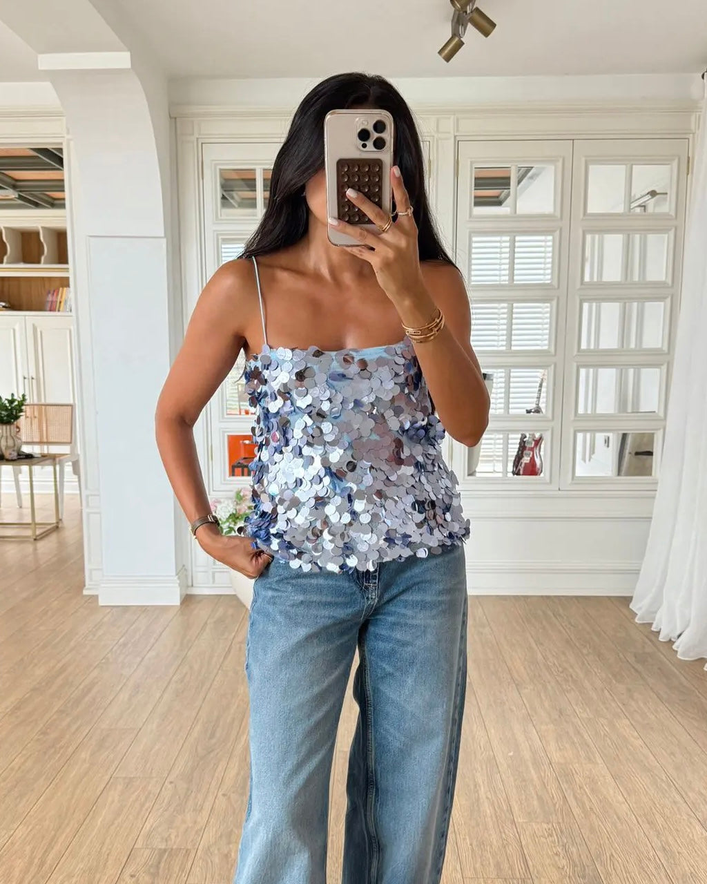 Blue Sequin Top