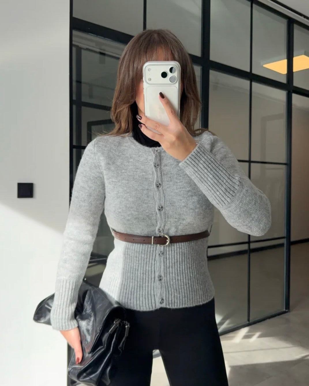 Grey Sweater with Belt