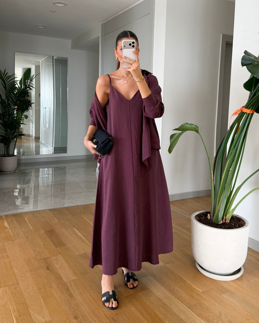 Burgundy Dress with Shirt