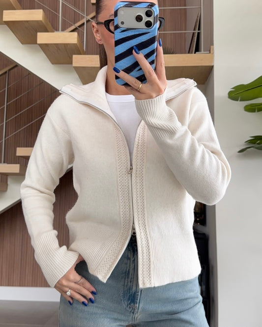 Off White Zipper Sweater
