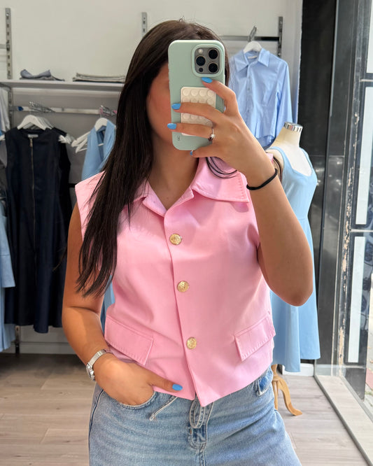 Pink Gold Buttoned Vest