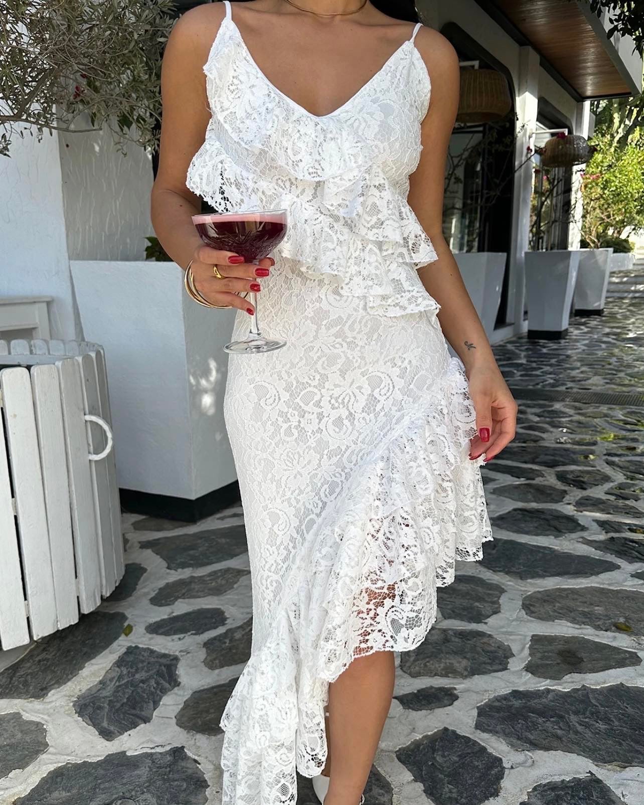 White Ruffled Dress