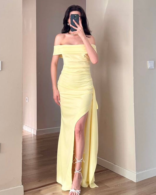 Yellow Off Shoulder Maxi Dress