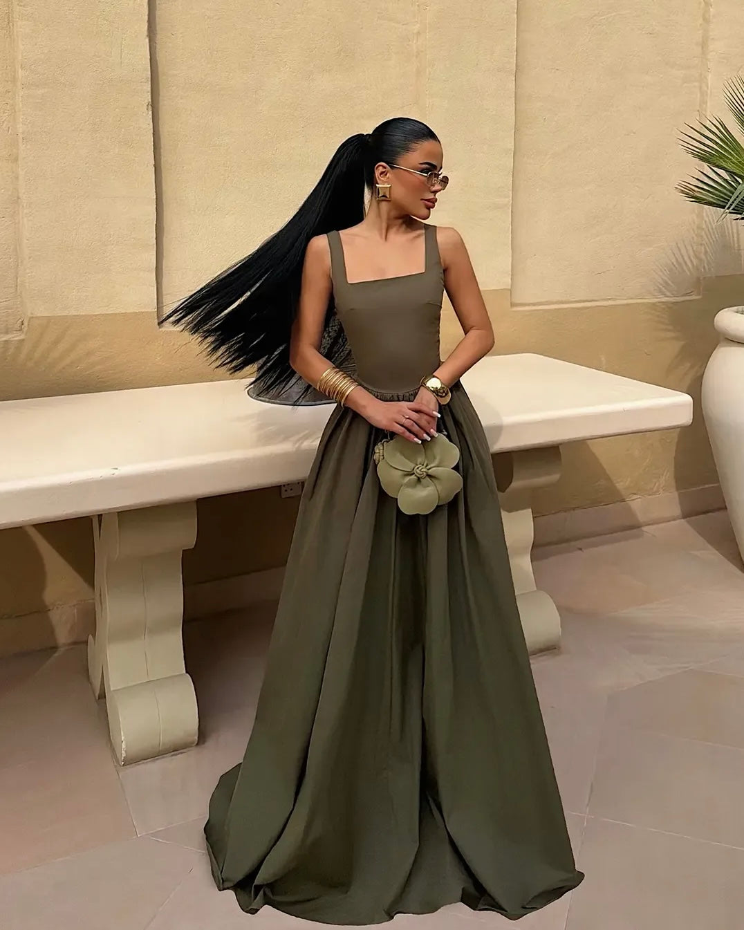 Army Green Maxi Dress