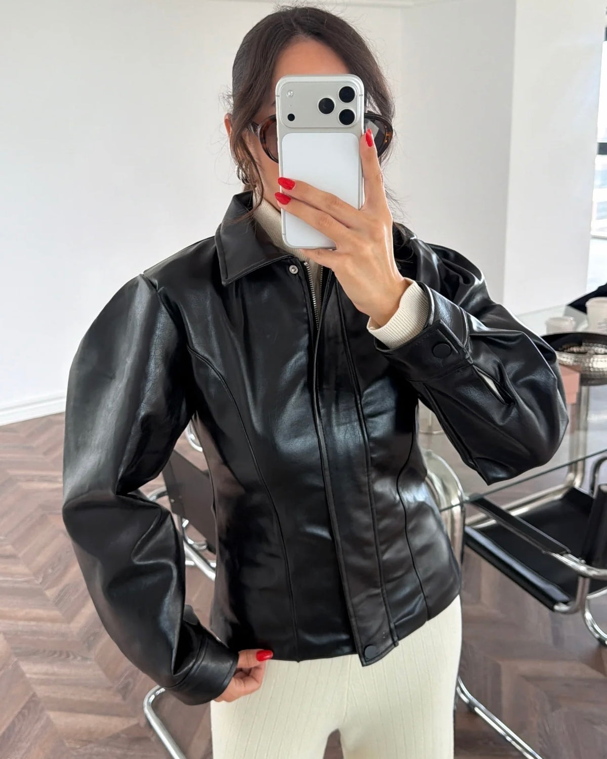Black Fitted Leather Jacket