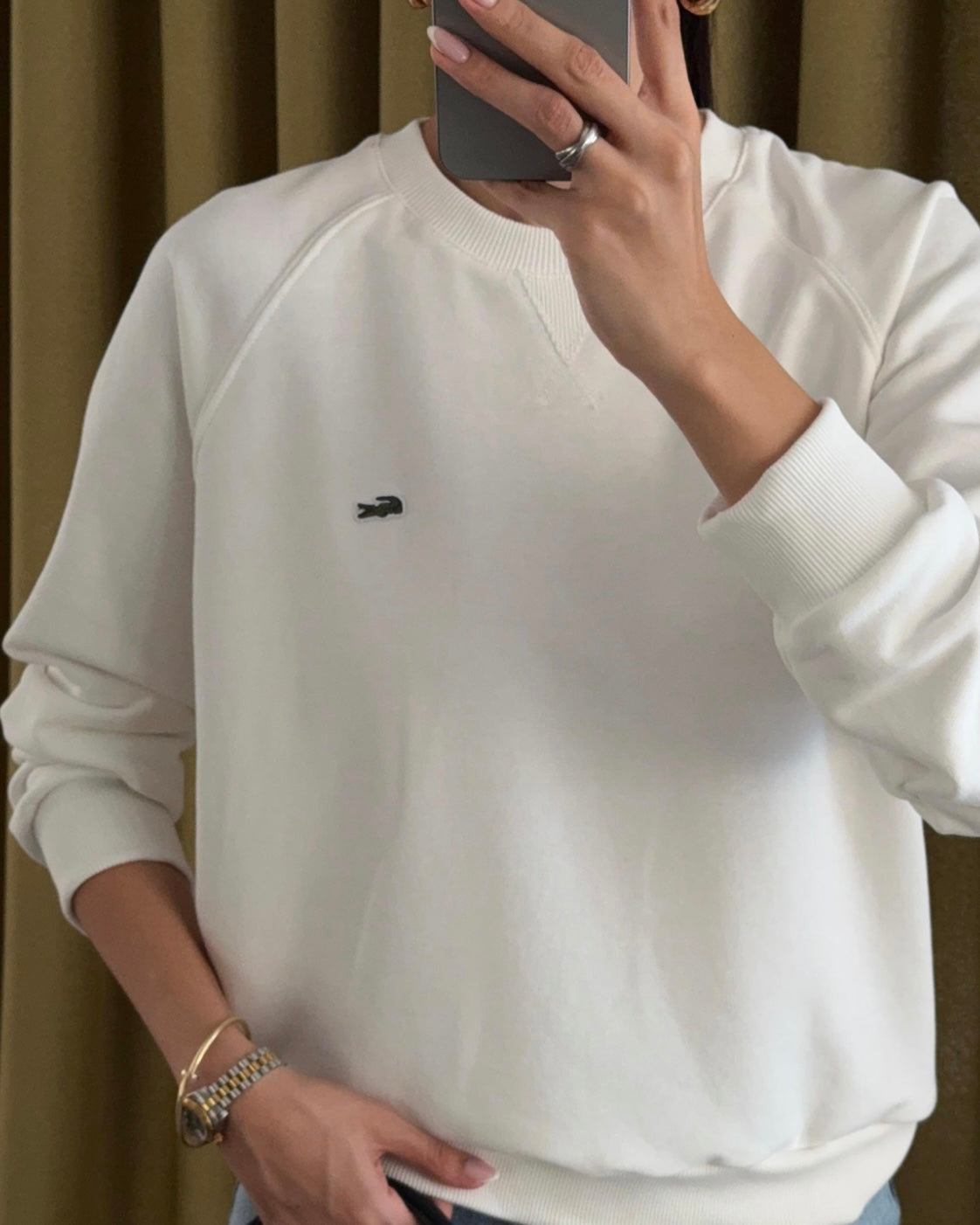 White Lacoste Sweatshirt