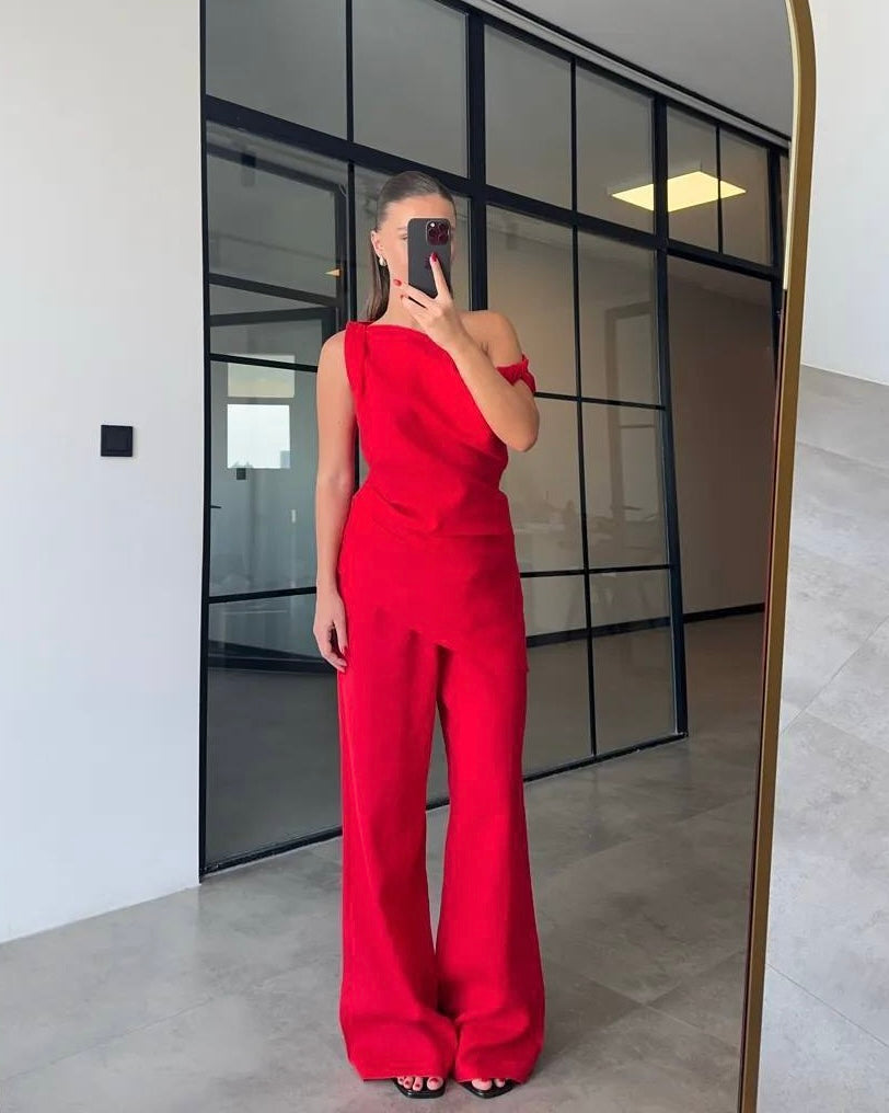 Red Linen Set