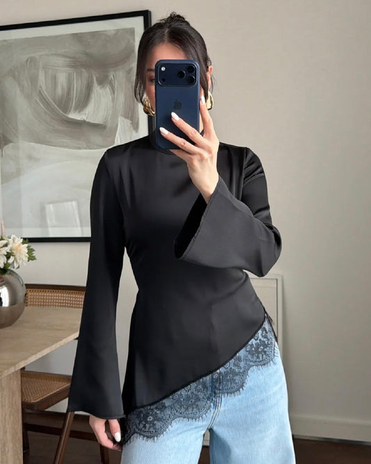 Black Satin Blouse