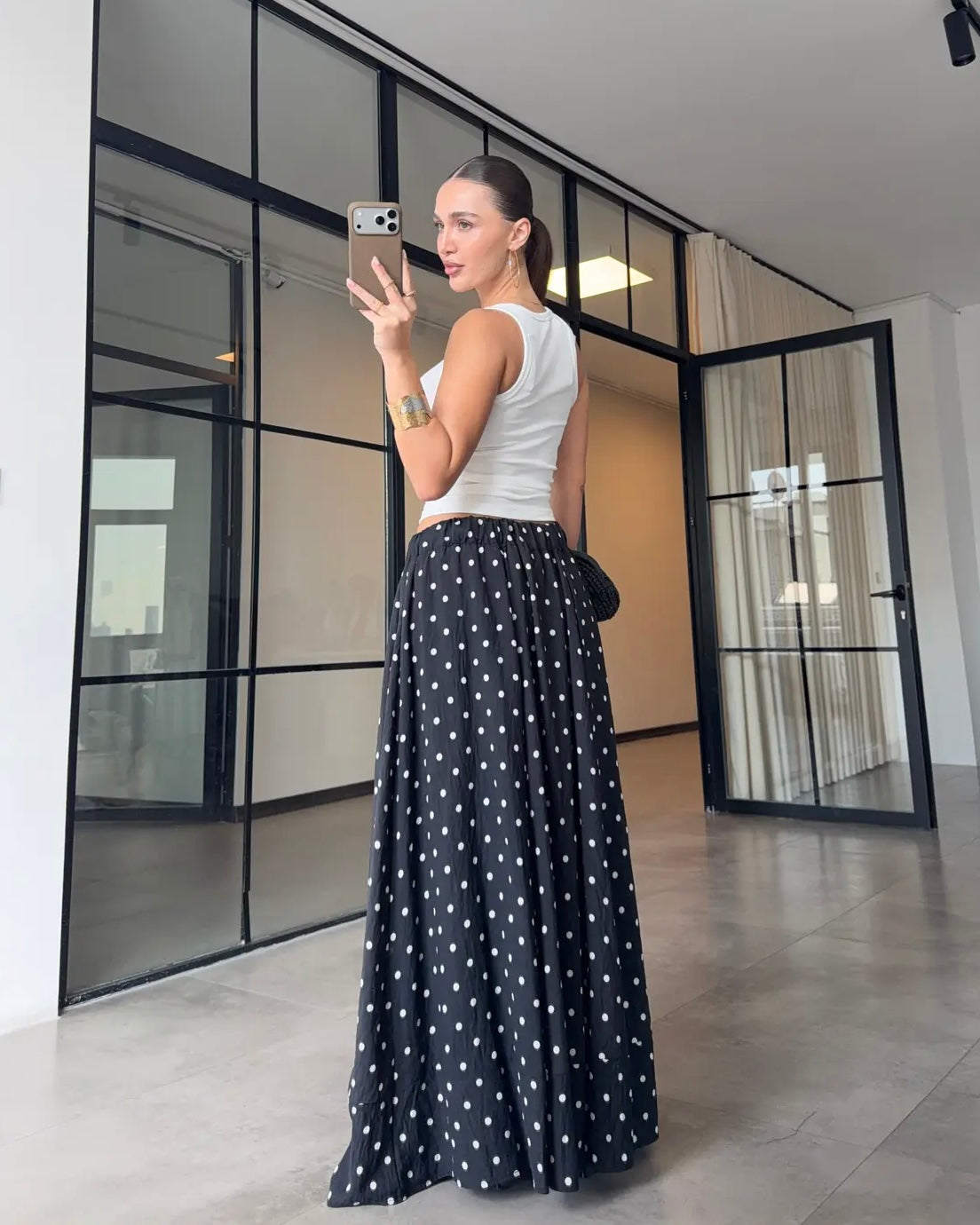 Polka Dot Maxi Skirt