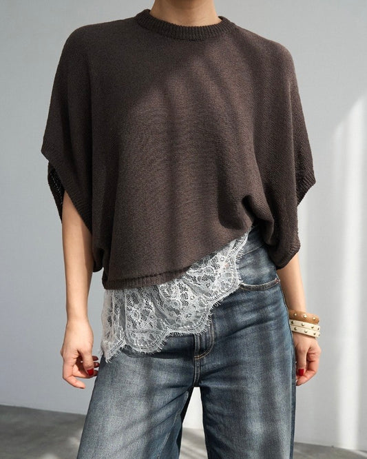 Brown Sweater with Lace