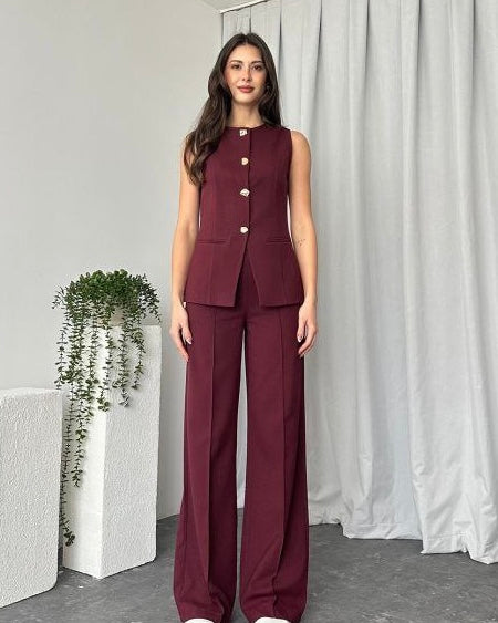 Burgundy Vest Set