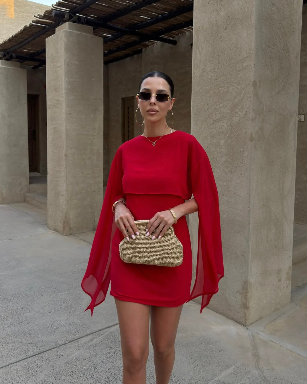 Red Chiffon Mini Dress