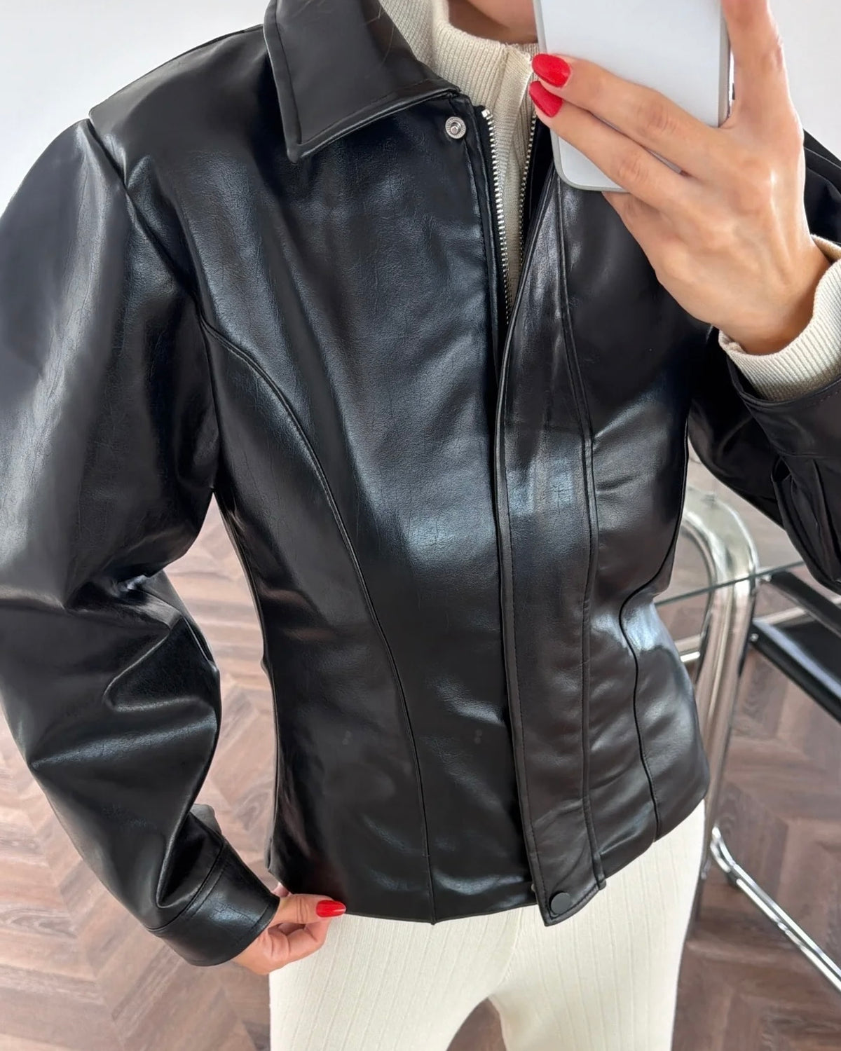 Black Fitted Leather Jacket