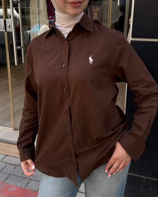 Dark Brown Polo Buttoned Shirt